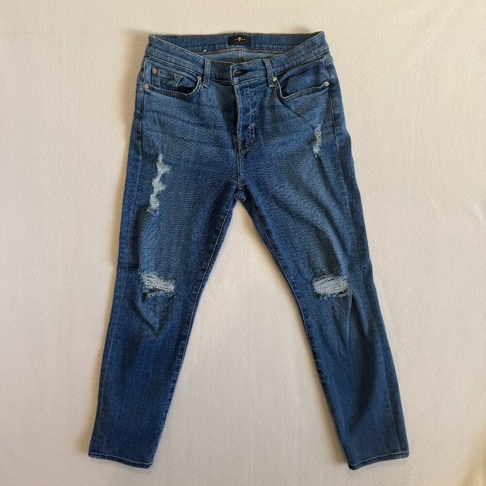 7 For All Mankind Jeans Women's Size 28 Blue Josefina Boyfriend Cut Button Fly